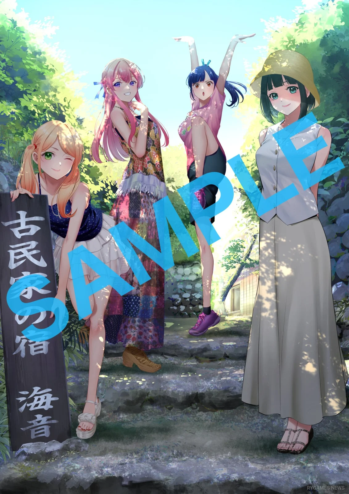 Illustration card bonus Ano Shima no Uminesou volume 2 menampilkan karakter Megami no Café Terrace di Asagiri Island