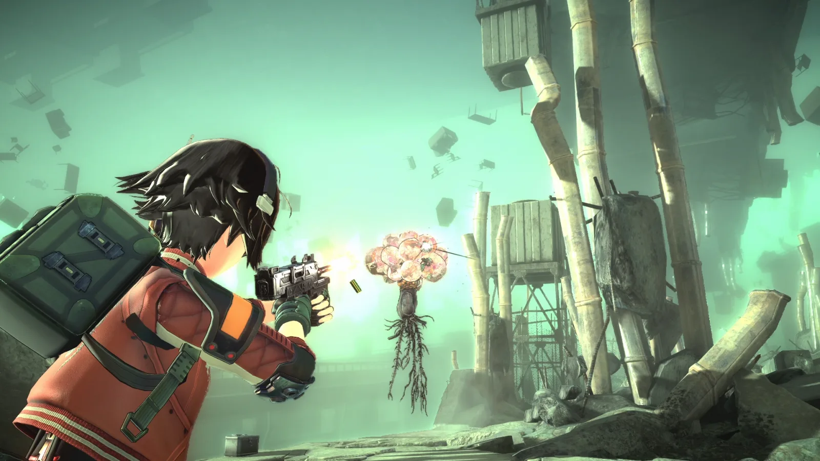Deretan screenshot ANOMALITH yang memperlihatkan eksplorasi Otherworlds, third-person shooting, area liminal, dan investigasi Reona di zona berbahaya - gambar 2