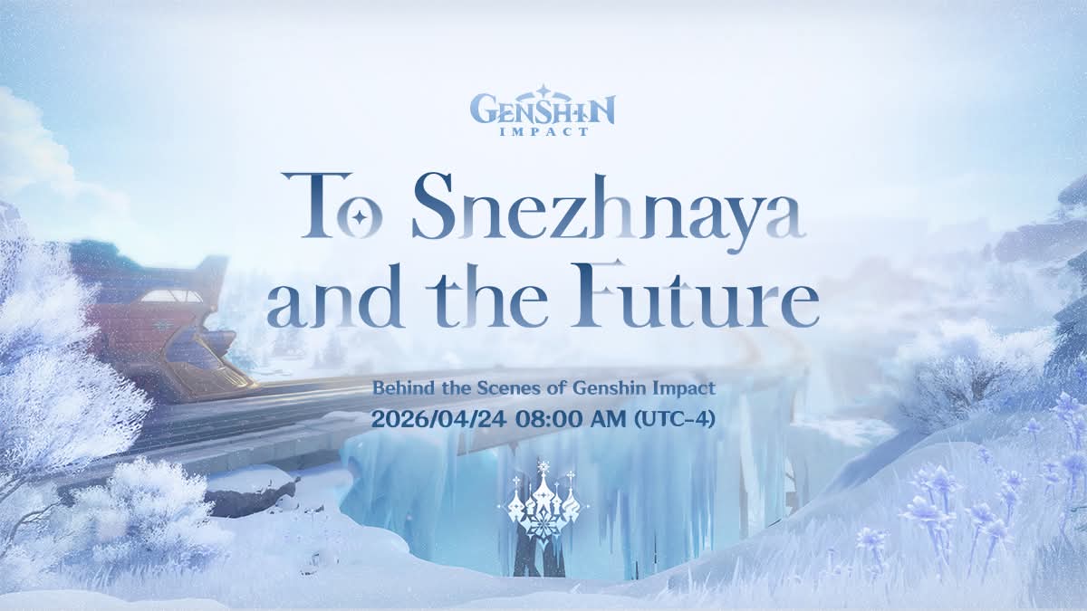 Visual resmi “To Snezhnaya and the Future” dengan latar wilayah es khas Snezhnaya