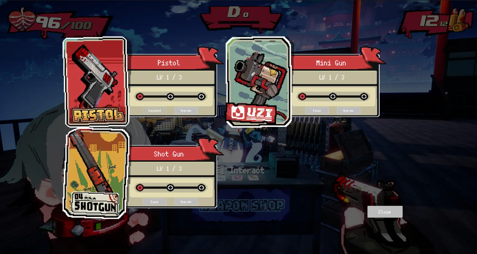 Deretan screenshot gameplay Blood High! yang menampilkan aksi boomer shooter cepat, karakter vampir tanpa kepala, tembakan darah, execution menggunakan kepala, Blood High Mode, arena penuh warna, musuh brutal, dan visual kartun berdarah - gambar 9