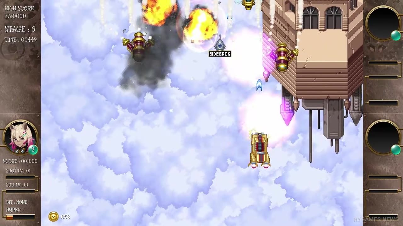 Screenshot Bounty Sisters menampilkan gameplay vertical shoot 'em up, stage, dan boss battle - gambar 7