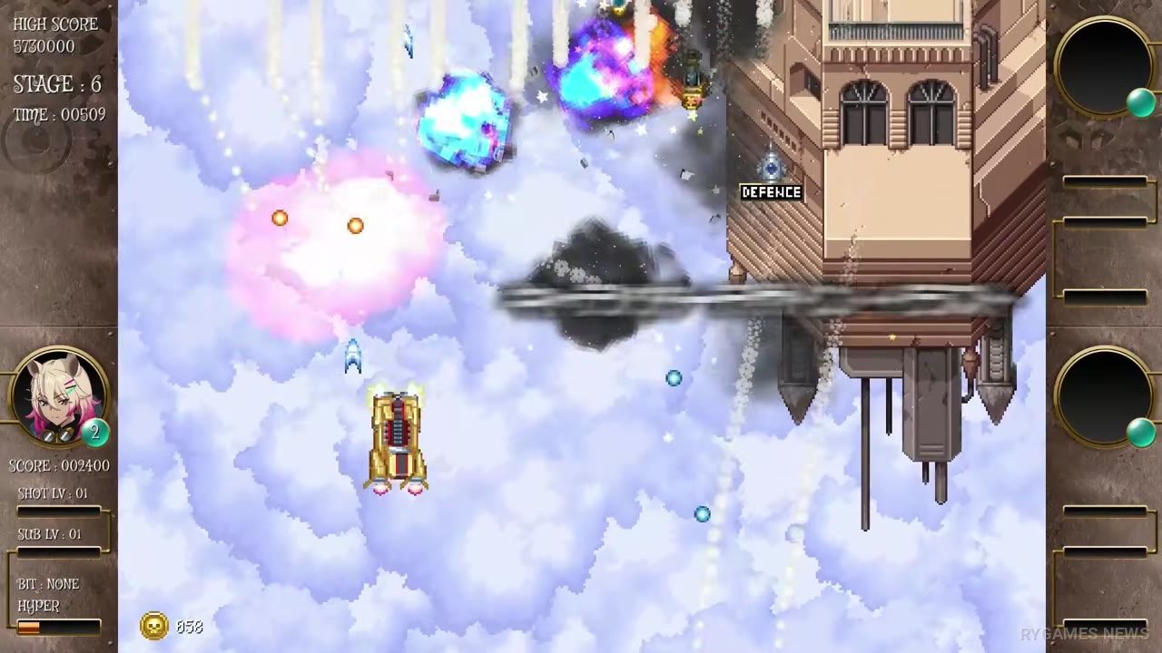 Screenshot Bounty Sisters menampilkan gameplay vertical shoot 'em up, stage, dan boss battle - gambar 8