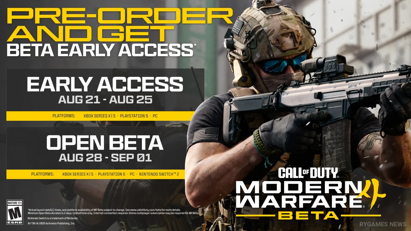 Call of Duty: Modern Warfare 4 Buka Open Beta 28 Agustus, Early Access Mulai 21 Agustus - RYGAMES