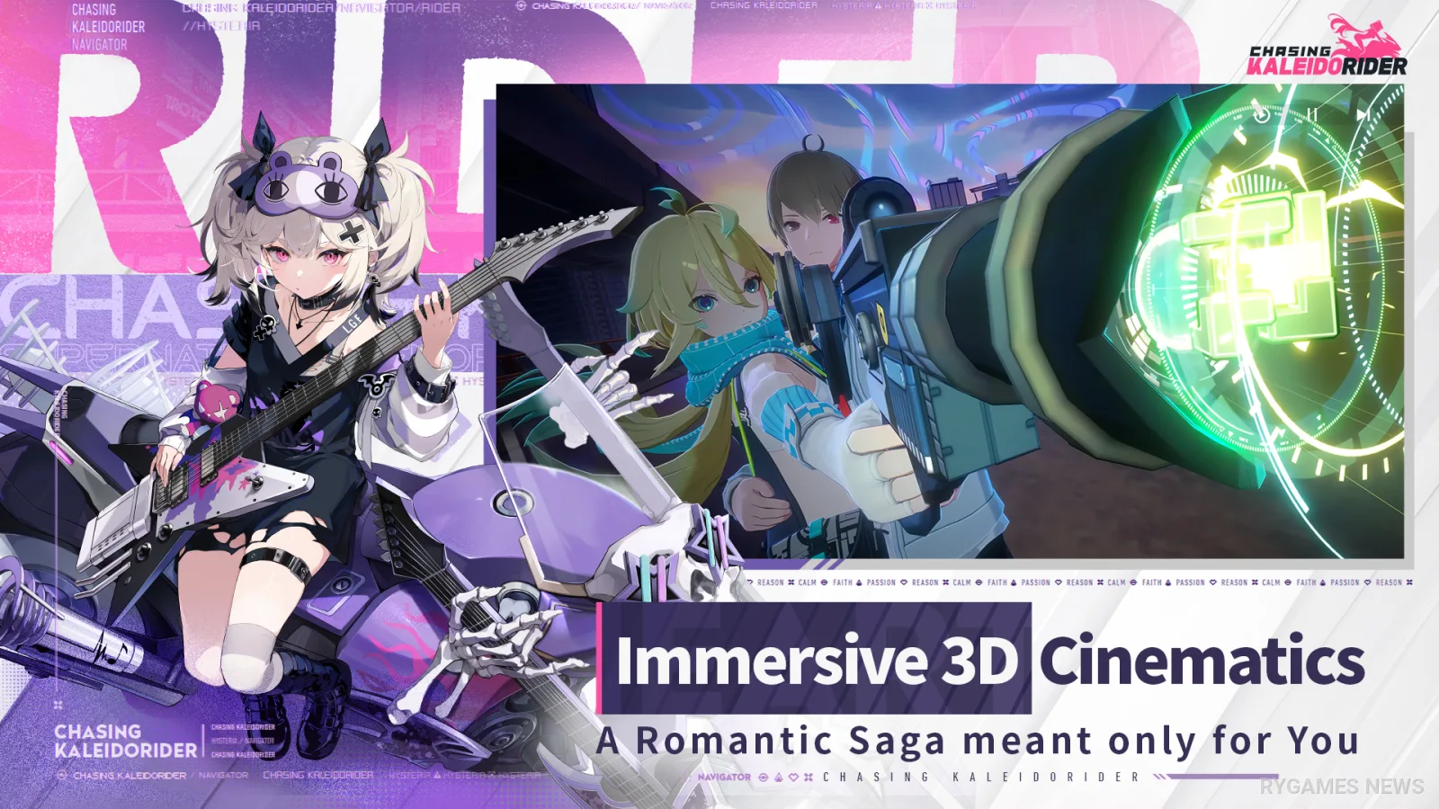 Anime-like 3D story Chasing Kaleidorider