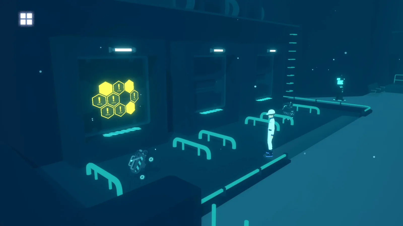 Deretan screenshot gameplay D-topia yang memperlihatkan komunitas futuristik, puzzle logika, interaksi penghuni, fasilitas hunian, bright public reality, hidden Block Side, dan suasana puzzle adventure yang lembut - gambar 5