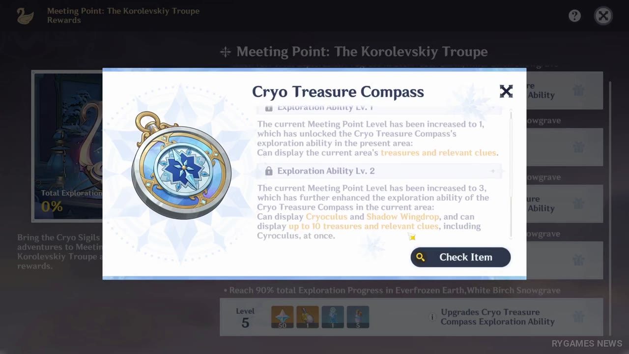 Daftar level, reward, Cryo Treasure Compass, dan key - gambar 11