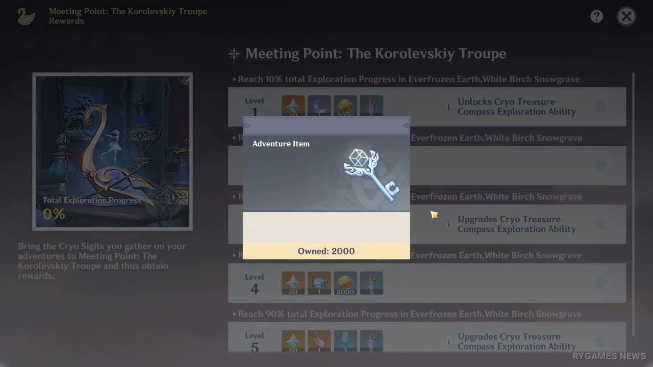 Daftar level, reward, Cryo Treasure Compass, dan key - gambar 12