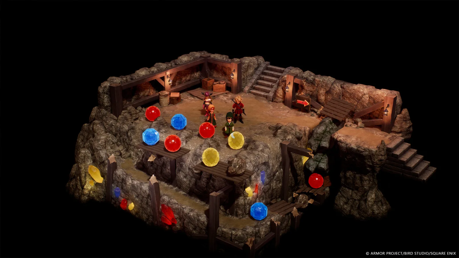 Deretan screenshot gameplay Dragon Quest VII Reimagined yang memperlihatkan visual diorama, eksplorasi Estard, pertarungan turn-based, karakter utama, monster klasik, dan dunia masa lalu yang dipulihkan - gambar 5