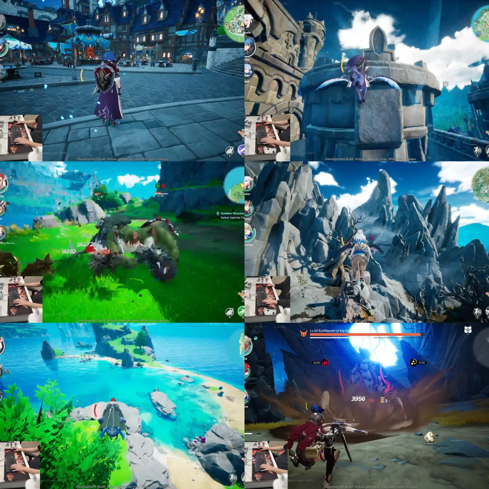 DragonSword: Awakening menampilkan dunia Orbis dengan padang rumput, kastel, pegunungan, dan pantai fantasi