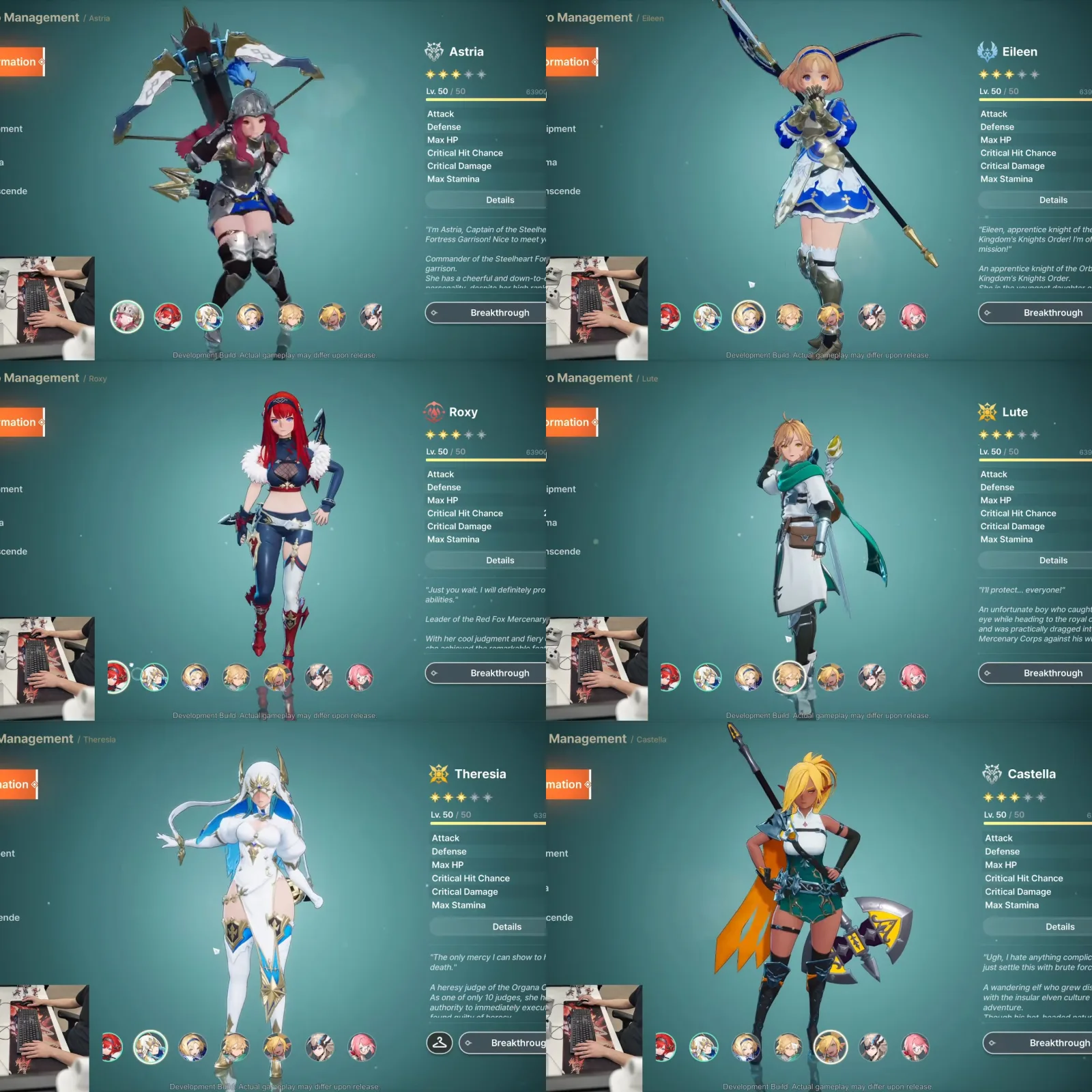 Tampilan berbagai karakter DragonSword: Awakening dari siaran langsung pengembang.