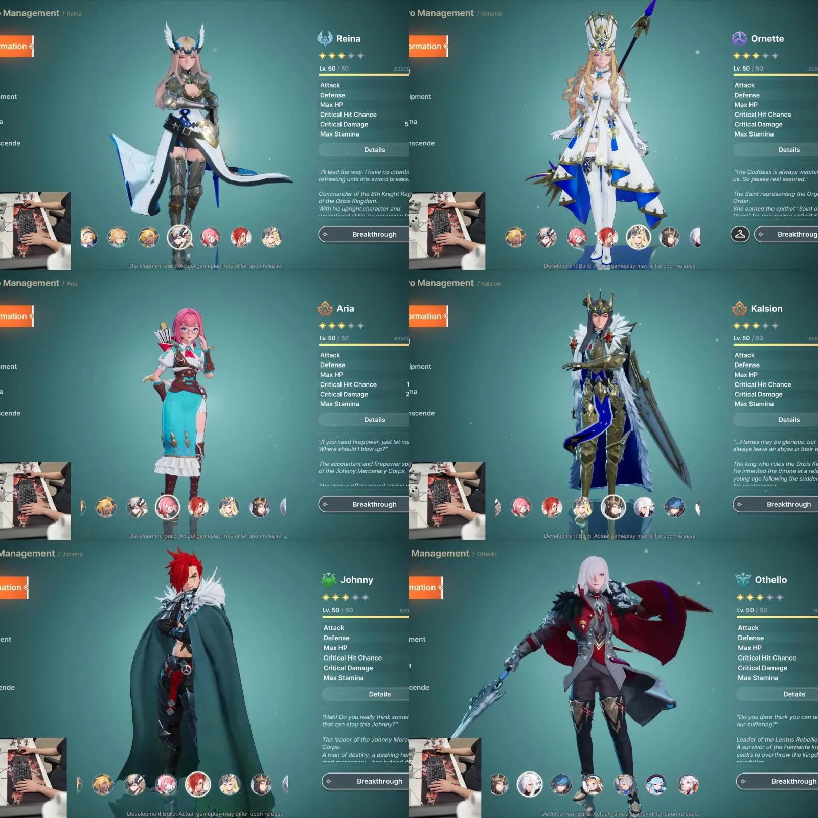 Tampilan berbagai karakter DragonSword: Awakening dari siaran langsung pengembang.