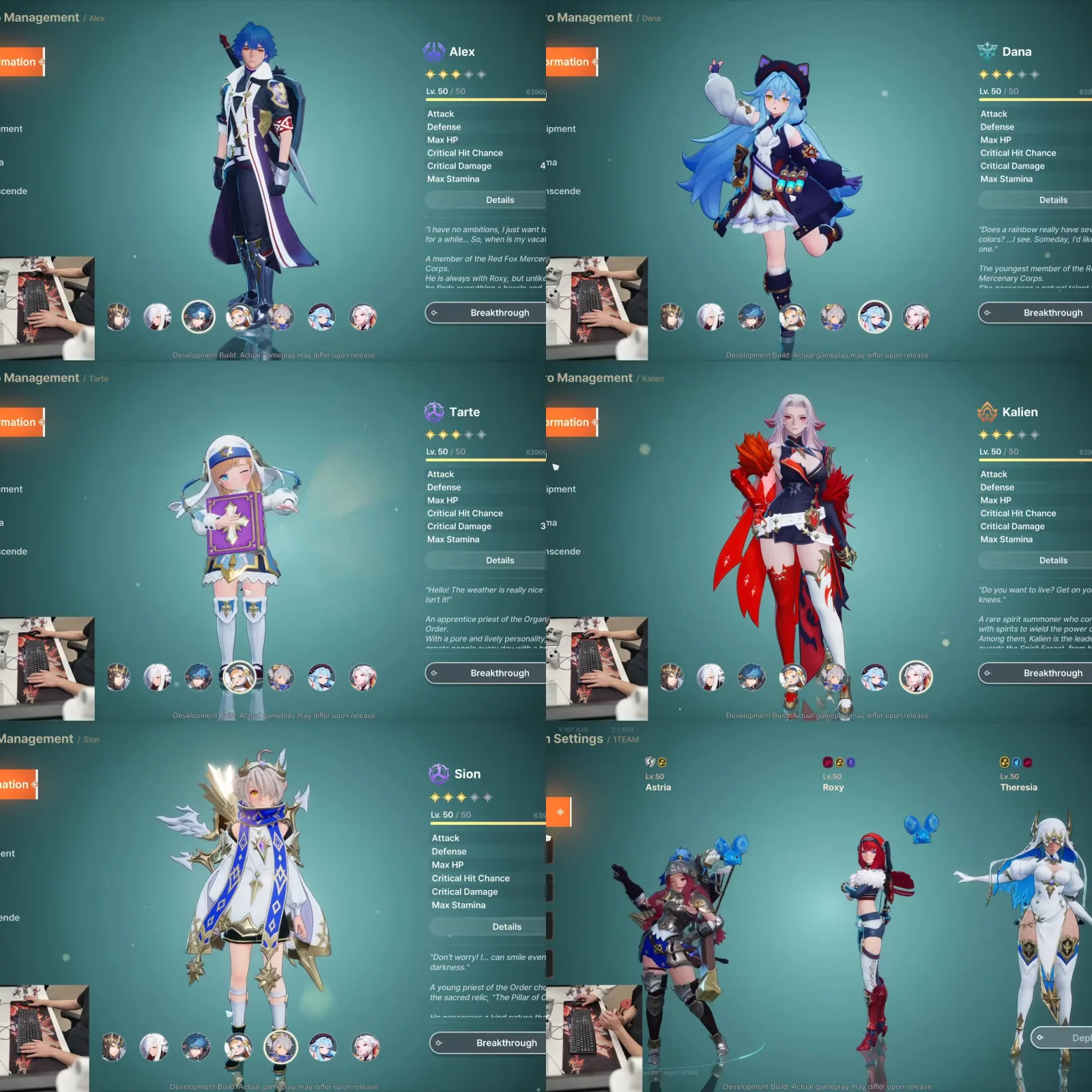 Tampilan berbagai karakter DragonSword: Awakening dari siaran langsung pengembang.