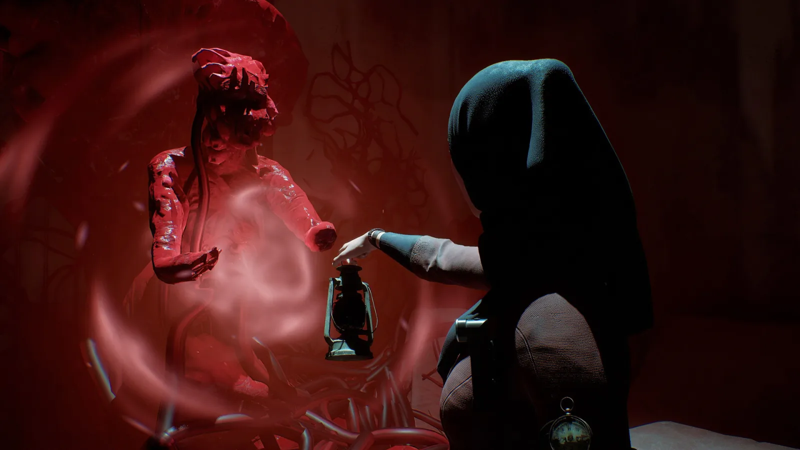 Deretan screenshot AGNI: Village of Calamity yang memperlihatkan eksplorasi Desa Purba, suasana ritual, investigasi, puzzle lingkungan, ancaman brutal, dan elemen survival horror sinematik - gambar 10