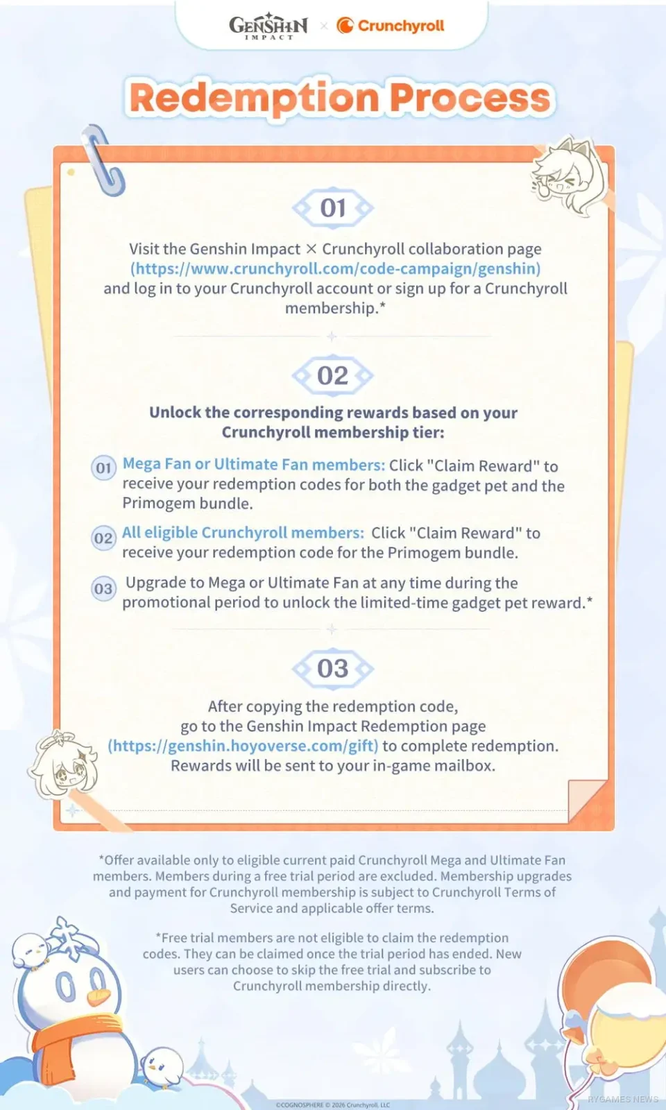 Genshin Impact x Crunchyroll collaboration announcement for Version 7.0 and the Snezhnaya event. - gambar 3