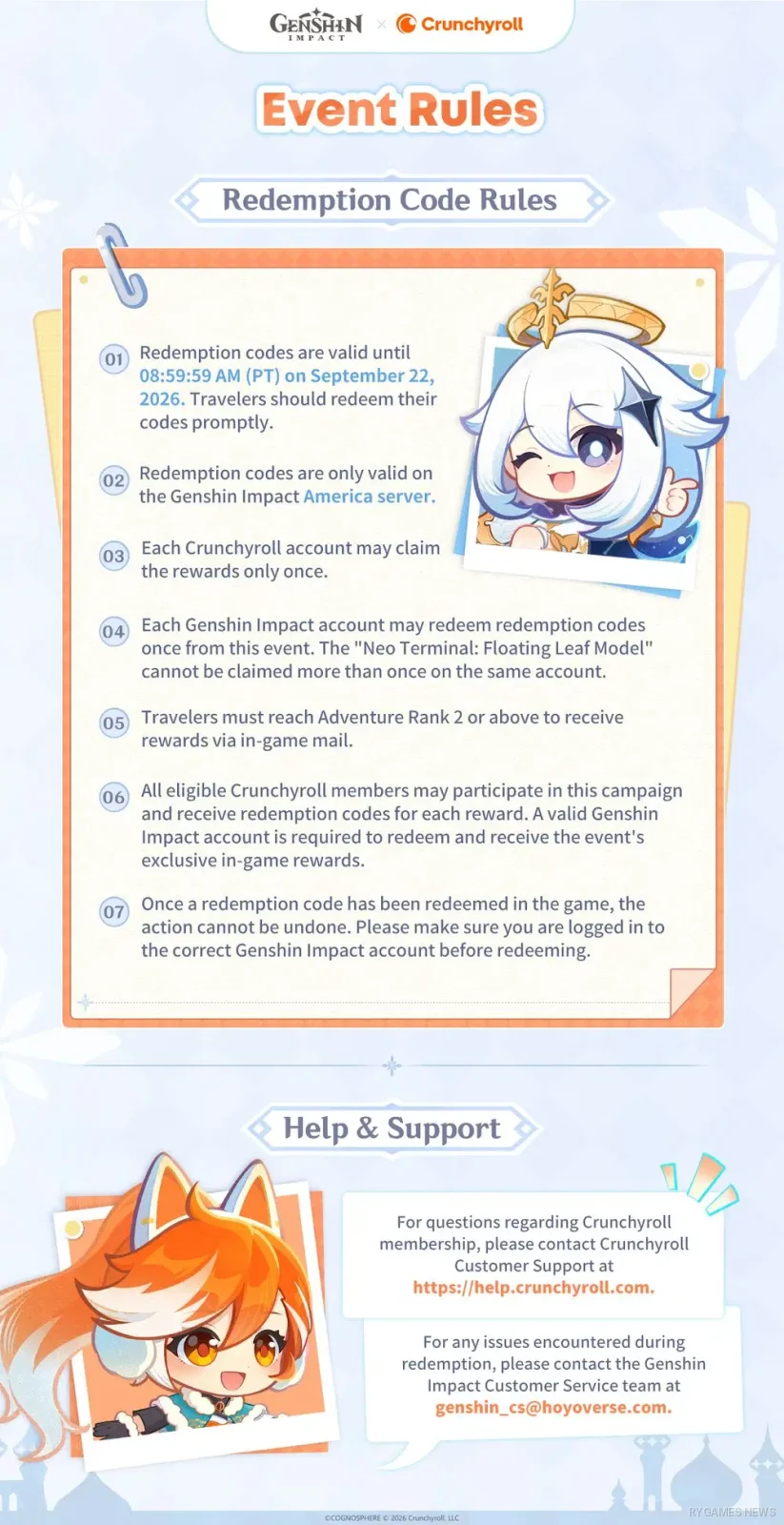 Genshin Impact x Crunchyroll collaboration announcement for Version 7.0 and the Snezhnaya event. - gambar 4