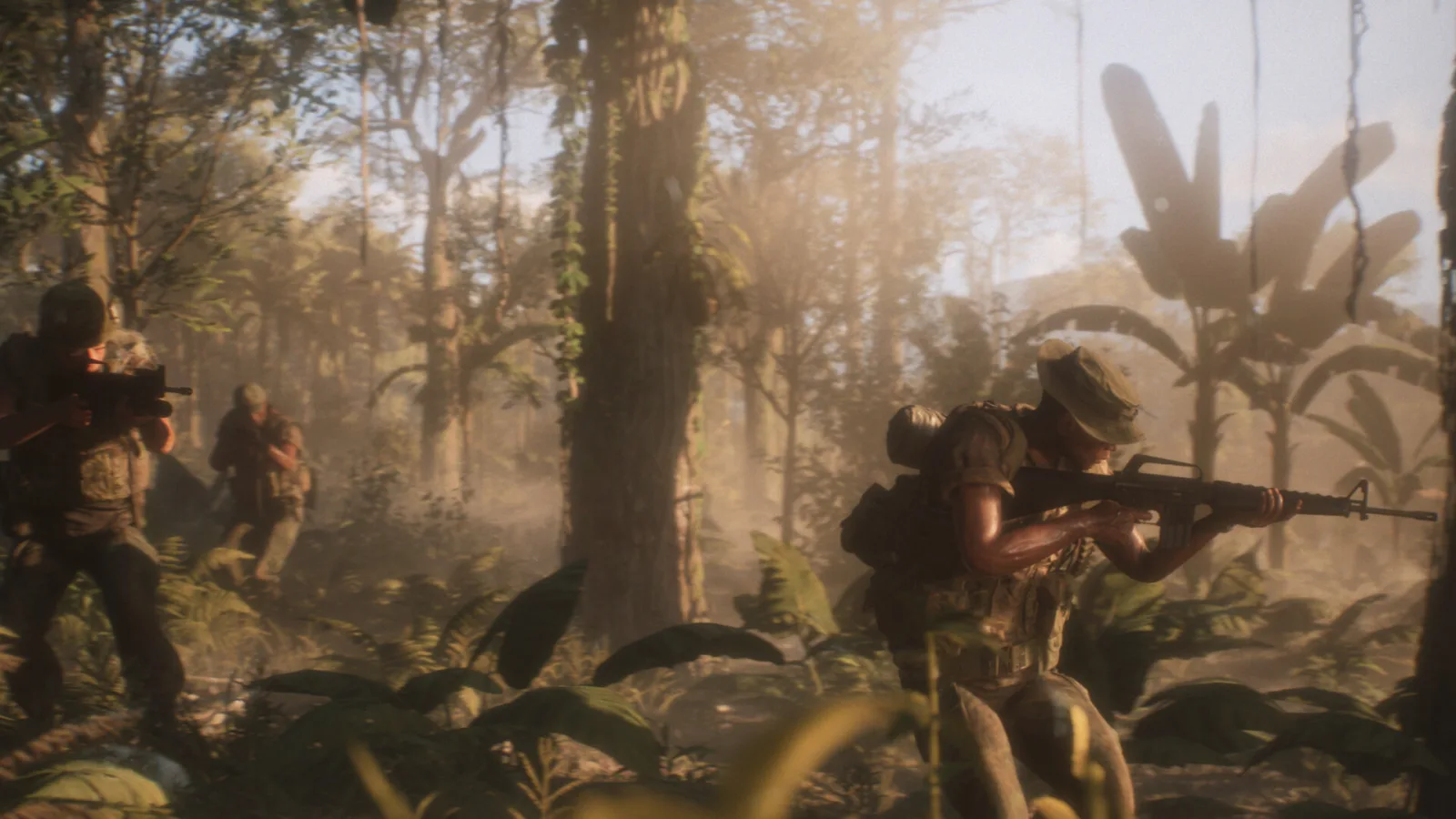 Deretan screenshot Hell Let Loose: Vietnam yang memperlihatkan perang hutan, helikopter, patrol boat, terowongan, dan pertempuran 50v50 di medan Vietnam - gambar 1