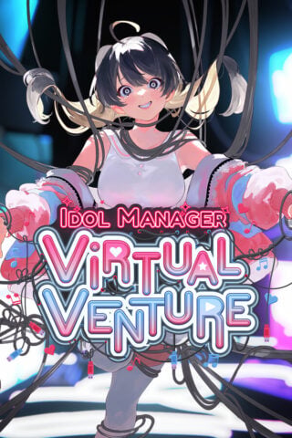 Visual promosi Idol Manager: Virtual Venture yang menampilkan nuansa agensi virtual streamer dan manajemen talent digital
