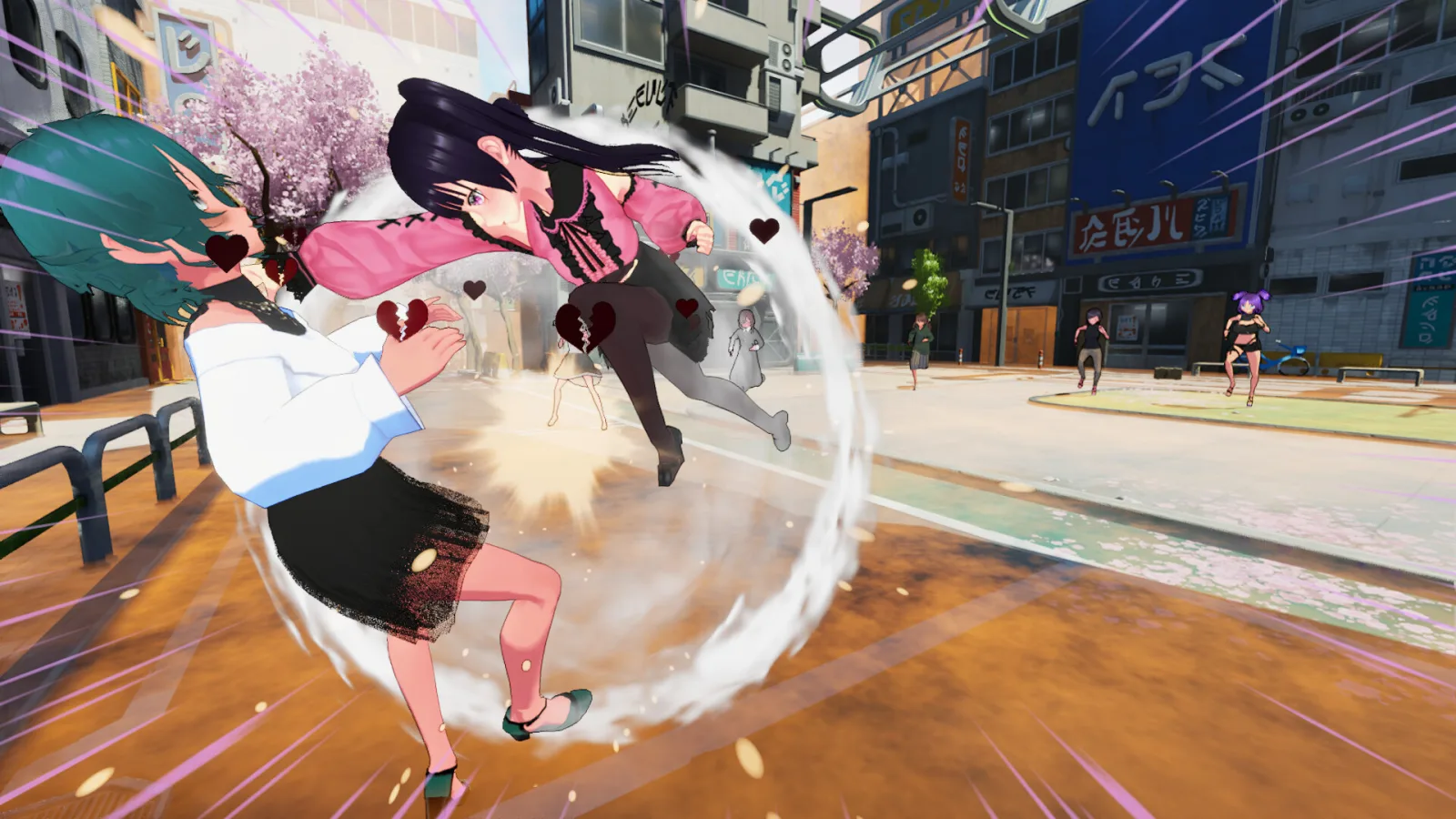 Deretan screenshot Jirai-kei Girl: Vengeance yang memperlihatkan aksi free-flow combat, serangan combo, dan balas dendam sang gadis Jirai-kei - gambar 1