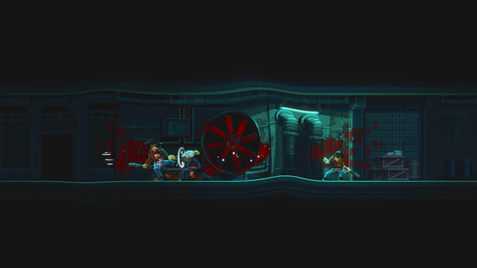 Deretan screenshot NOIR BLOOM yang memperlihatkan aksi gun-fu, pertarungan brutal, dan atmosfer neo-noir kota Kow Wing - gambar 5