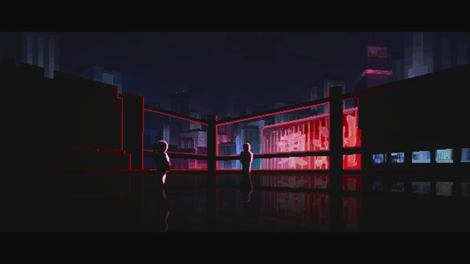 Deretan screenshot NOIR BLOOM yang memperlihatkan aksi gun-fu, pertarungan brutal, dan atmosfer neo-noir kota Kow Wing - gambar 7