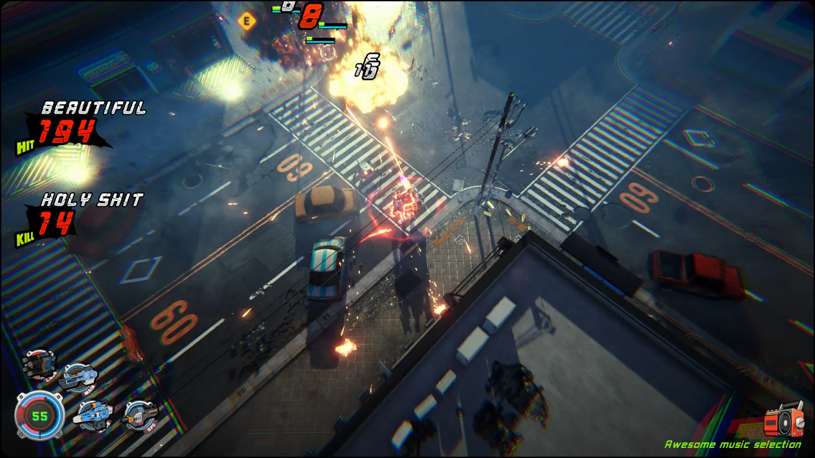Deretan screenshot Oh! Robot: Legendary Mechanic yang memperlihatkan Judy, ZEROBOT, aksi top-down shooter, robot musuh, dan nuansa mecha klasik - gambar 2