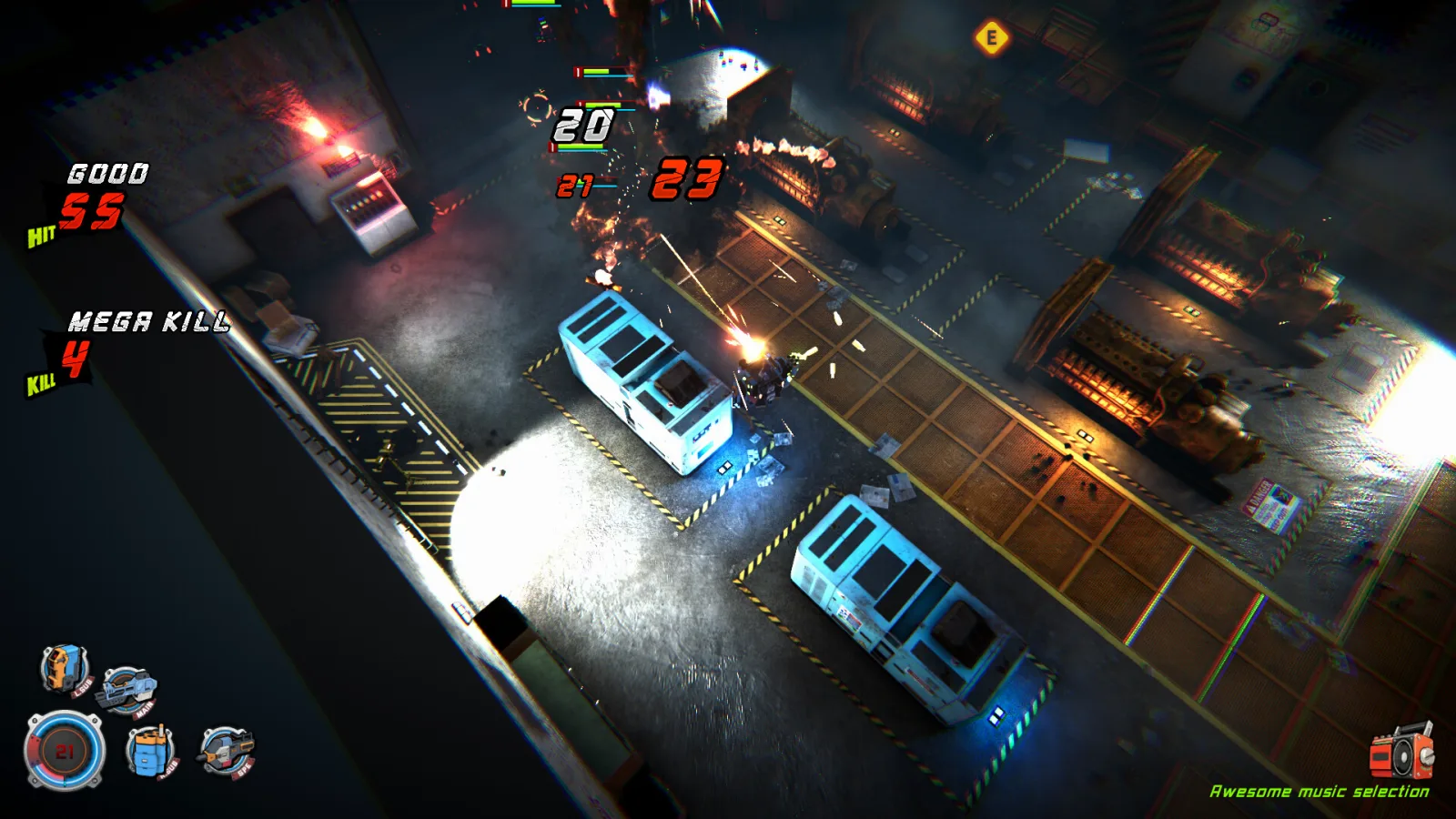 Deretan screenshot Oh! Robot: Legendary Mechanic yang memperlihatkan Judy, ZEROBOT, aksi top-down shooter, robot musuh, dan nuansa mecha klasik - gambar 3