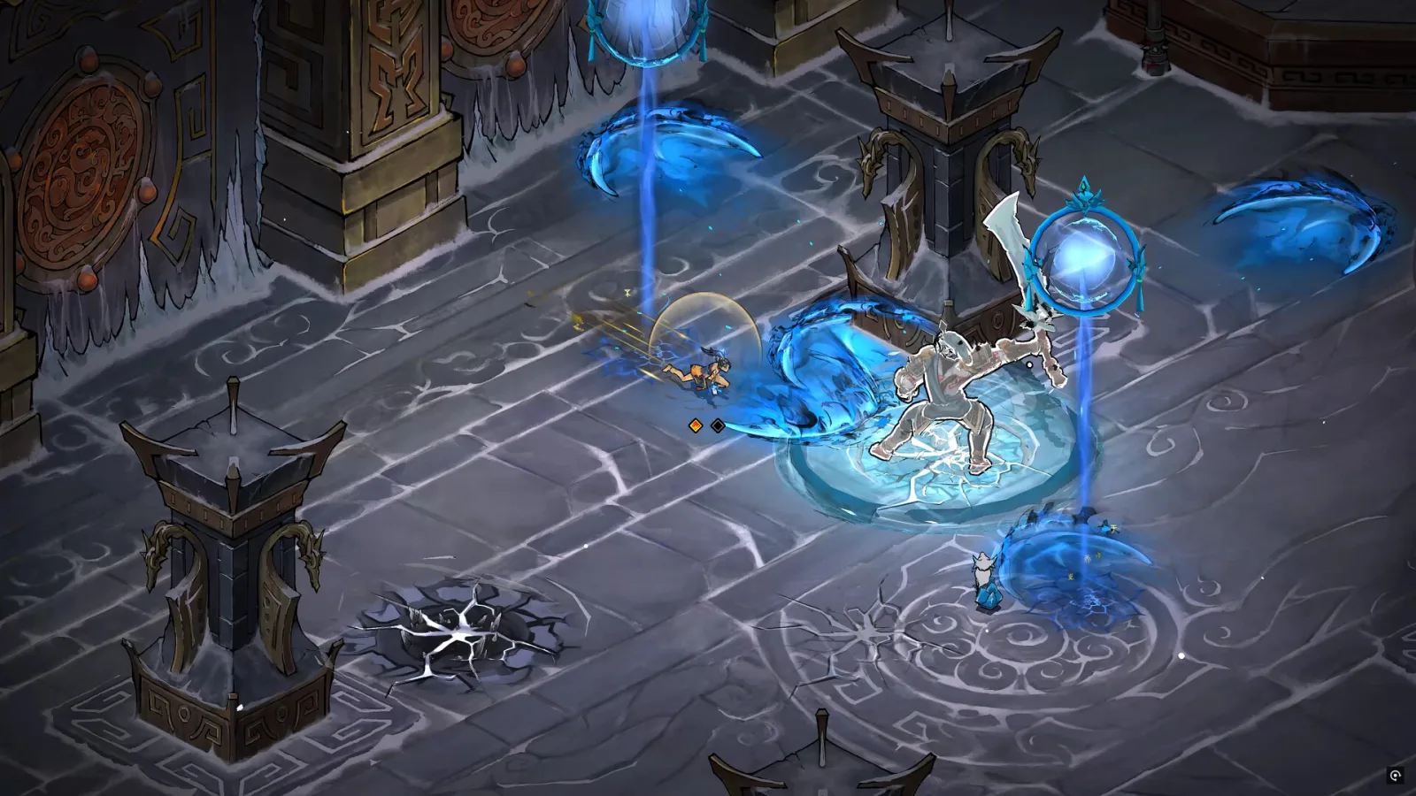 Deretan screenshot Realm of Ink yang menampilkan Oread dari BlazBlue Entropy Effect, combat roguelite, Ink Gem, Ink Pet, boss battle, dan dunia bergaya lukisan tinta - gambar 4