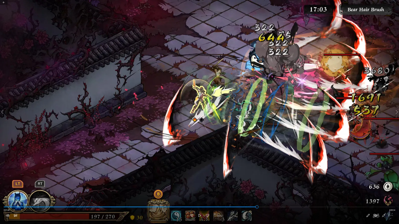 Deretan screenshot Realm of Ink yang menampilkan Oread dari BlazBlue Entropy Effect, combat roguelite, Ink Gem, Ink Pet, boss battle, dan dunia bergaya lukisan tinta - gambar 6