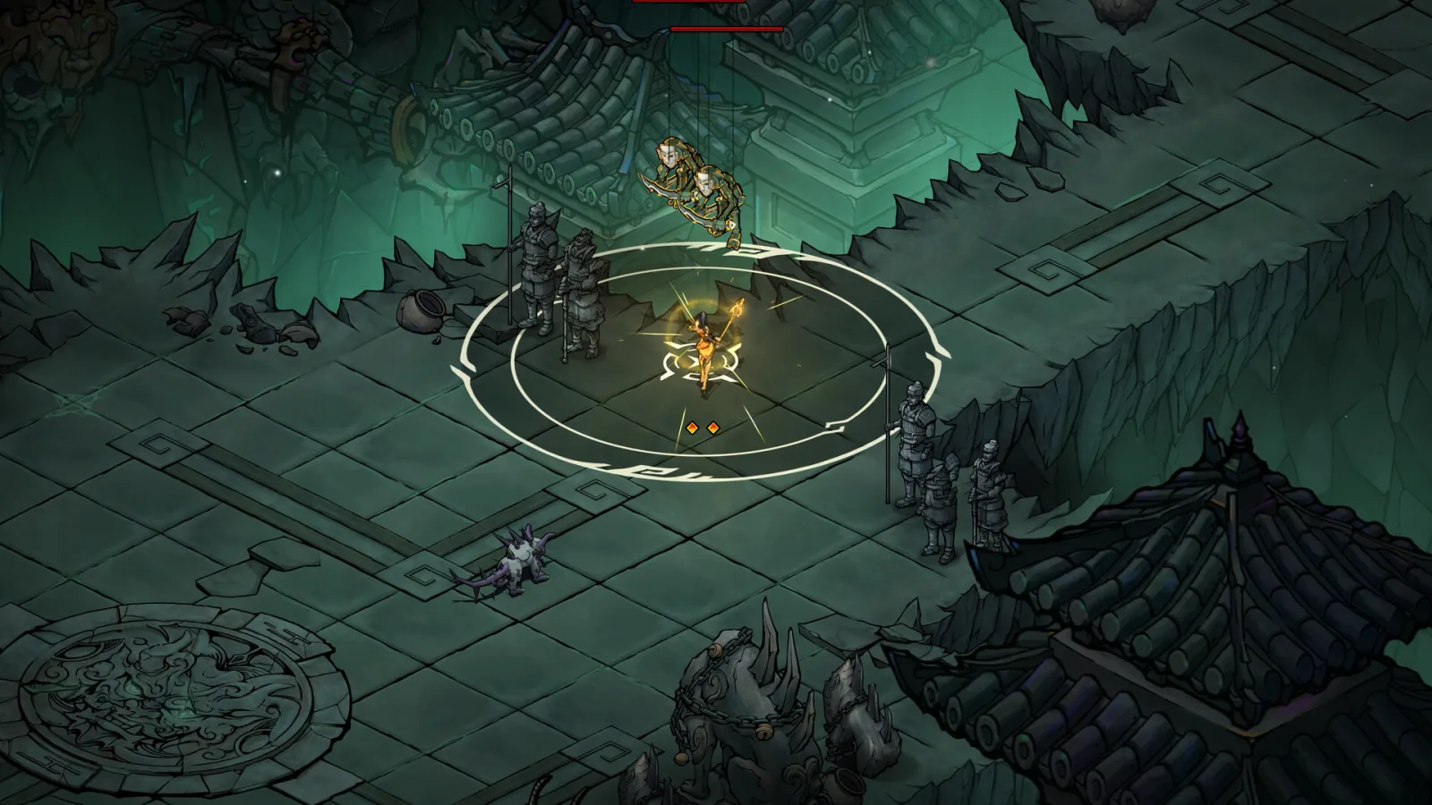 Deretan screenshot Realm of Ink yang menampilkan Oread dari BlazBlue Entropy Effect, combat roguelite, Ink Gem, Ink Pet, boss battle, dan dunia bergaya lukisan tinta - gambar 8