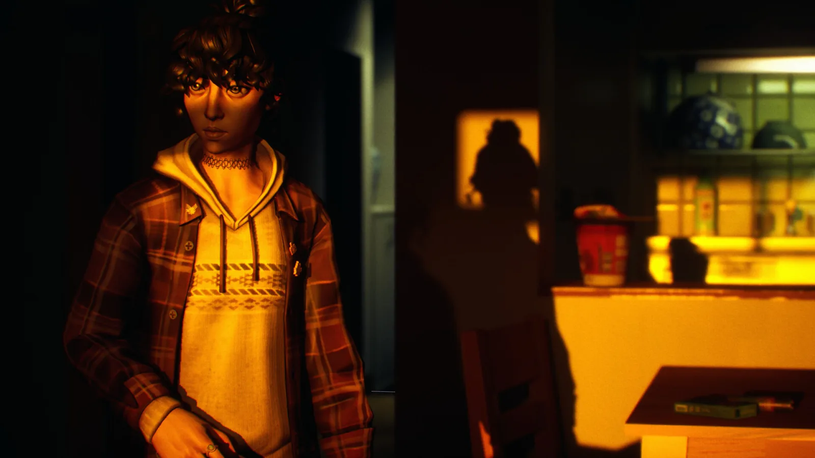 Deretan screenshot gameplay SOMBRAS: negative frames yang menampilkan eksplorasi first-person, kota Jepang awal 2000-an, kamera Shiomi, dark mirror world, bayangan misterius, puzzle lingkungan, dan momen fotografi horror - gambar 10
