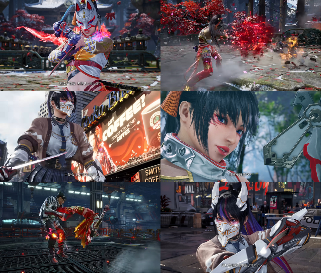 Cuplikan gameplay Kunimitsu yang memperlihatkan serangan cepat dan teknik ninjutsu