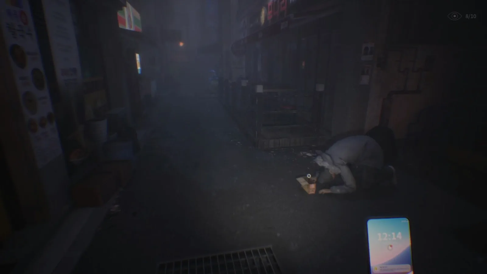 Deretan screenshot The Alley yang memperlihatkan lorong Korea, suasana malam, smartphone, gelang shaman, anomali supernatural, dan momen kejar-kejaran dengan hantu - gambar 2