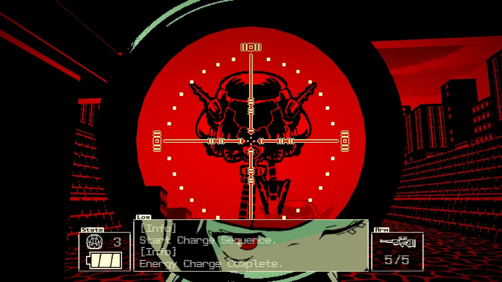 Deretan screenshot The Last Salvage Squad yang memperlihatkan aksi FPS 2.5D, CogrinaUnits, alien tripod, kota merah-hitam, dan suasana arcade sci-fi retro - gambar 3